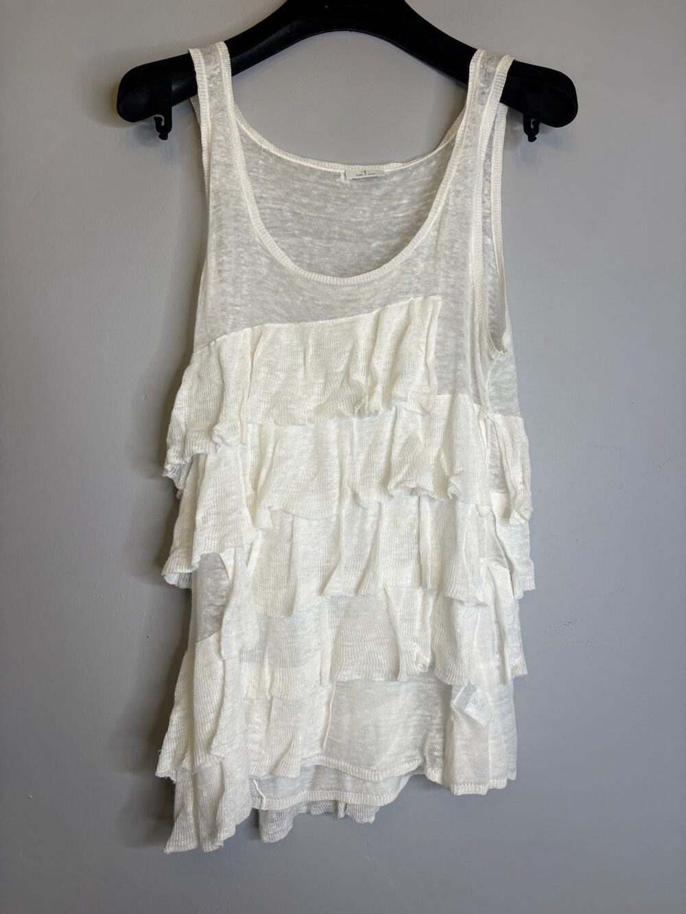 Free People White Tiered Ruffle Layered Asymmetric Sleeveless Tank Top Size S